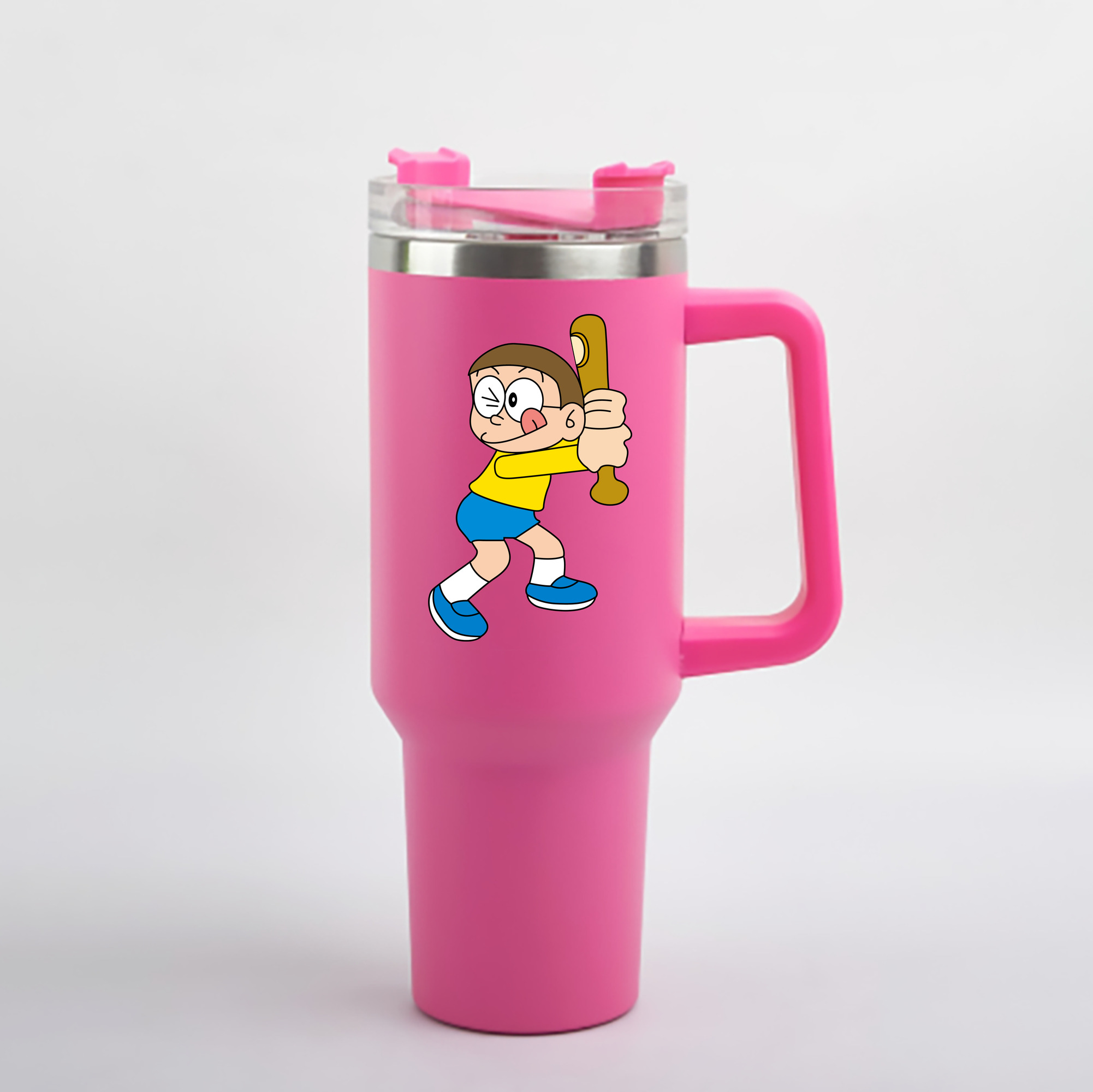 （画像用） ドラえもん 野比 のび太 Doraemon Nobita Nobi 1200mL車用タンブラー - クリスタルステッカー（プラスチックストロー付き）